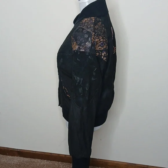 G 3 vintage floral leather bomber jacket size medium # 238 - Picture 4 of 17